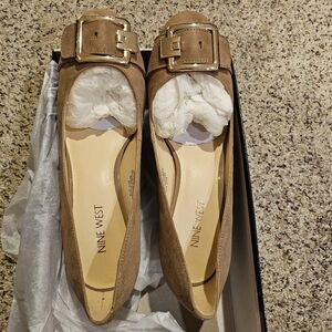 Nine West Farinao Wheat Suede Buckle Pumps